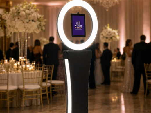 Digital photo booth with ring light and touchscreen